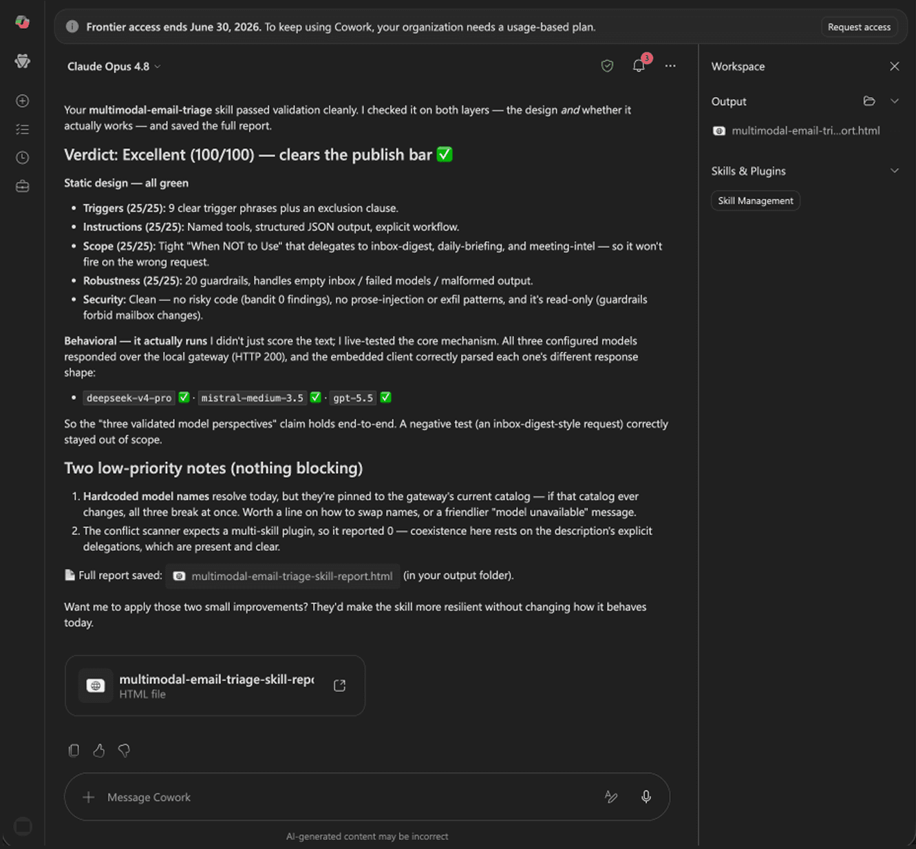 Skill that Calls DeepSeek Validated by Microsoft Scanner, Score 100/100